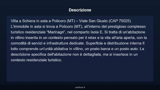 Villetta a schiera all'asta viale Marinagri, Comparto B - Laguna, Policoro