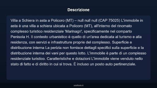 Villetta a schiera all'asta null null null, Policoro