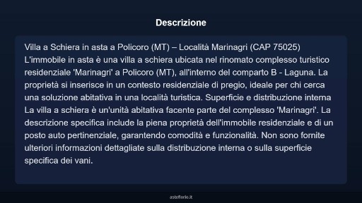 Villetta a schiera all'asta Località Marinagri, Policoro
