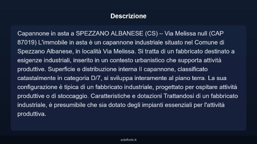 Capannone all'asta via Melissa null, Spezzano Albanese