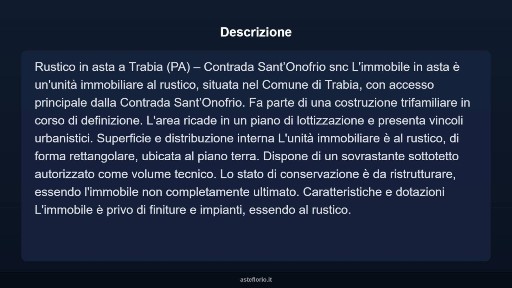 Rustico - casale all'asta Contrada Sant'Onofrio snc, Trabia